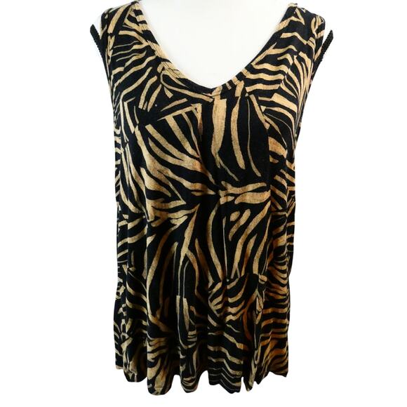 Nine West Soft Spun Women's Large Sleeveless Blouse Stretchy Artsy - Picture 1 of 5